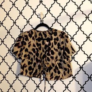 Cotton and polyester cropped tie cardigan